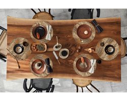 Ronde placemats - Onderlegger - Placemats rond - Steen - Graniet print - Design - 6 stuks
