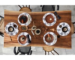 Ronde placemats - Onderlegger - Placemats rond - Theepot - Patronen - Thee - 6 stuks