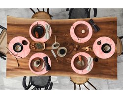 Ronde placemats - Onderlegger - Placemats rond - Waterverf - Patroon - Roze - Marmer print - 6 stuks