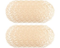 Ronde Placemats - Papieren Onderleggers - Eettafel Beschermen - Antislip Warmte-isolerend - Diameter 38 cm - Beige