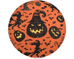 Ronde Placemats - Tafelmat Set - Tafel Beschermen - Hitte- en Krasbestendig - 39 cm Diameter - Halloween Oranje Zwart