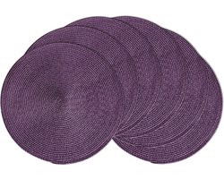 Ronde Placemats - Tafelmatten Gevlochten - Eettafel Beschermen - Hittebestendig Geweven - 35 cm Diameter - Pruimenpaars