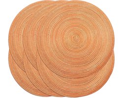 Ronde Placemats - Tafelmatten Set - Eettafel Beschermen - Hittebestendig Duurzaam - Set van 6 - Licht Oranje