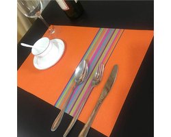 Ronde placemats - Tafelmatten - Tafelbescherming - Hittebestendig PVC - 5 stuks - Orange Rainbow Bar
