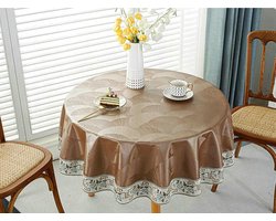Ronde placemats - Tafelonderleggers - Eettafel decoratie - Hittebestendig PU-kunststof - 360x360 cm - Koffiekleurig