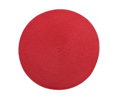 Ronde placematset, 4-delige set, geschikt voor eettafels, 38 cm katoenen geweven placemats, wasbaar, omkeerbaar, geschikt voor keukens en feestjes (rood, 4-delige set).
