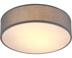 Ronde Plafondlamp 40W - Modern Geken, 38cm, E27 Fitting, Grijze Stoffen Lamp voor Woonkamer, Slaapkamer en Kantoor