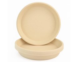 Ronde Plantenpotschotels Set van 5 - Beige Marmer (Ø10 cm) - Duurzaam Kunststof voor Kamerplanten en Tuin