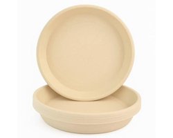 Ronde Plantenpotschotels Set van 5 - Beige Marmer (Ø10 cm) - Duurzaam Kunststof voor Kamerplanten en Tuin