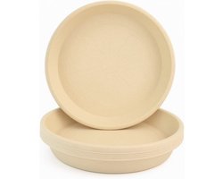 Ronde Plantenpotschotels Set van 5 - Beige Marmer (Ø10 cm) - Duurzaam Kunststof voor Kamerplanten en Tuin