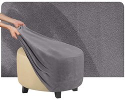 Ronde Poef Hoes - Ottomaanse Kruk Cover - Meubels Beschermen - Zeer Elastische Stof - Diameter 40cm - Grijs