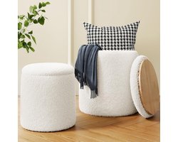 Ronde poef met opbergruimte set van 2 voor woonkamer