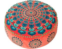 Ronde Poef - Vloerkussen Poef - Woonkamer Decoratie - Handgemaakt Ambachtswerk - 60 cm diameter - Zwart