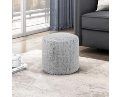 Ronde Poef - Voetenbank Ottoman - Ontspannen Zitten - Luxe Chenille Stof - 40x40x43 cm - Multi-Color