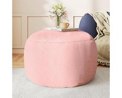 Ronde Poef - Voetenbankje Kruk - Ontspannen Zitten - Schuim Gevuld - 67 cm - Roze