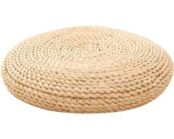 Ronde Poef - Zitkussen Vloerkussen - Ontspannen Zitten - Handgemaakt Natuurlijk Materiaal - 30x9 cm - Natuurlijk