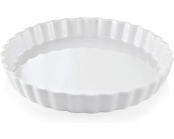 Ronde Porseleinen Taartvorm of Quichevorm | Ovenvast en Vaatwasmachinebestendig | Wit met Golfrand | 28 cm
