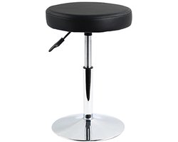 Ronde PU Lederen Hoogte Verstelbare Draaibare Kruk - Zwart - Voor Kantoor, Salon, Pedicure en Tattoo - Max 100 kg