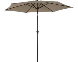 Ronde Rechte Parasol 2.7m Taupe met Zwengel en Kantelfunctie
