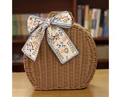 Ronde Rotan Opbergkoffer Mand - Handgemaakte Wicker Kist voor Decoratie en Picknick