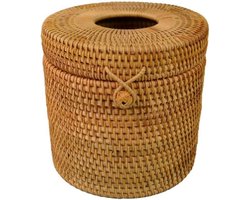 Ronde Rotan Tissues Doos en Toiletrolhouder voor Badkamer en Woonruimte