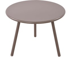Ronde Salontafel - Bijzettafel Buiten - Binnen en Buiten - Weerbestendig Kunststof - 60x45 cm - Taupe