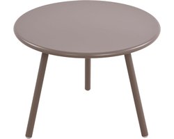 Ronde Salontafel - Bijzettafel Buiten - Binnen en buiten - Weerbestendig kunststof - 60x60x45 cm - Taupe