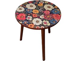 Ronde Salontafel - Bijzettafel Hout - Decoratie Presenteren - Driehoek Stabiliteit - 40x40x47 cm - Multicolor