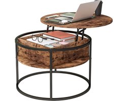 Ronde Salontafel - In Hoogte Verstelbaar - Salontafel met Verborgen Opbergruimte - Salontafel met Hefplaat - Salontafel - Banktafel - Salontafel - Hout voor Woonkamer - Kantoor
