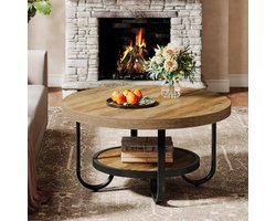 Ronde Salontafel met 2 Lagen en Opbergruimte, Industrieel Design