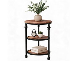 Ronde salontafel met 3 niveaus en planken-eigentijdse stijl-perfect voor de woonkamer of slaapkamer,als nachtkastje of bijzettafel