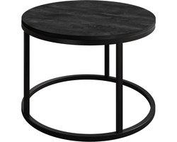 Ronde salontafel met betonlook blad in zwart en donkergrijs