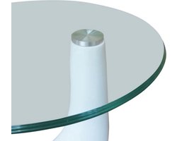 Ronde Salontafel met Glazen Blad - Hoogglans Wit Salontafel - Koffietafel - Sidetable - Tafellamp - Livingroom Furniture