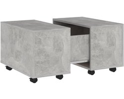 Ronde Salontafel met Uitschuifbare Zijpanelen Beton Grijs Hout