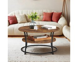 Ronde salontafel, salontafel met plank, woonkamertafel