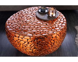 Ronde salontafel STONE MOSAIC 75cm koper metaal mozaiek handgemaakt - 41434