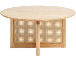 Ronde salontafel van rotan met rubberen houten poten - Boho stijl voor woonkamer en slaapkamer