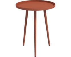Ronde salontafel voor de tuin - Buiten bijzettafel met afgeronde rand van staal - Ø 40 x 50 cm, rood