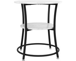 Ronde Salontafel Wit Marmer met Opbergvak - 50x55 cm
