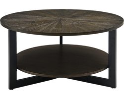 Ronde salontafel - Woonkamertafel bijzettafel - Decoreren en opbergen - Met 2 lagen - 85 cm diameter - Zwart messing