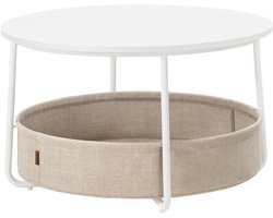 Ronde salontafel - Woonkamertafel met mand - Opbergen en decoreren - Stoffen opbergmand - 75 cm diameter