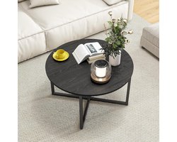 Ronde salontafel zwart - moderne bijzettafel voor woonkamer en kantoor