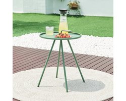 Ronde Salontafel/Bijzettafel Buiten met Draaggreep 55x42 cm - Groen Stalen Balkontafel
