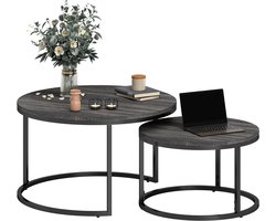 Ronde salontafels - Bijzettafels stapelbaar - Woonkamer inrichten - In elkaar schuifbaar - 785 cm breed - Zwart