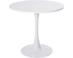 Ronde Scandinavische Eettafel voor 2-4 Personen - Wit - 80x80x73cm