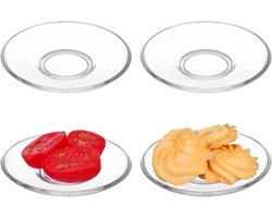 Ronde schoteltjes van glas - set van 4 stuks voor snacks en theekopjes