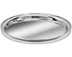 Ronde Serveerschaal van Roestvrij Staal | Diameter 41 cm | Decoratief en Gemakkelijk Schoon te Maken