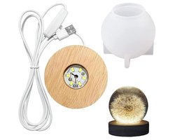 Ronde siliconen mal met lamphouder en led-lampbal voor tafellamp