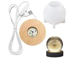 Ronde siliconen mal met lamphouder en led-lampbal voor tafellamp