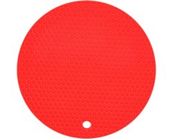 Ronde siliconen onderzetter, geschikt voor de eettafel, magnetron en oven, hittebestendig tot 230 °C, ronde siliconen onderzetter van 14,5 cm, hittebestendig keukengerei van voedingskwaliteit (rood)